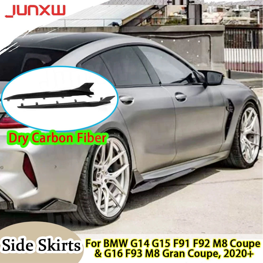 For BMW 8 Series G14 G15 Dry Carbon Fiber Side Skirts Extension