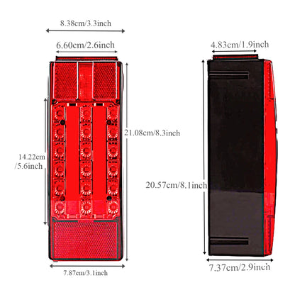 12V 2PCS Rectangular Submersible Trailer Red Turn Signal Tail