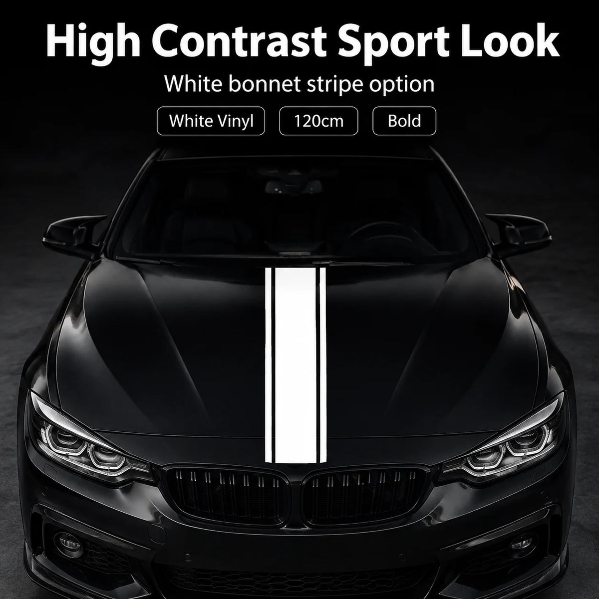 Minimal Sport Hood Sticker 120 24CM Waterproof Vinyl Bonnet