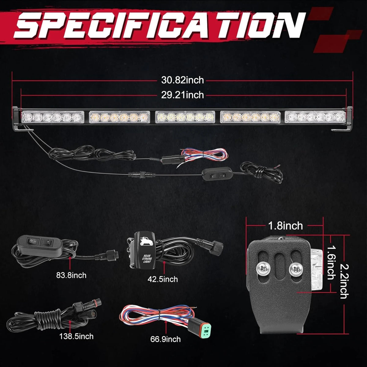 Rywyr 30inch Rear Chase Bar Offroad Strobe Turn Signal