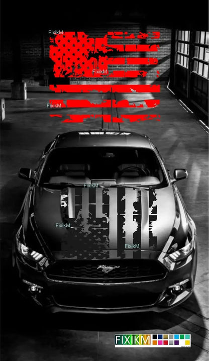 For Hood Or Roof Any Custom Large American Flag Vinyl Decal