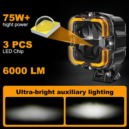 12V 24V Driving Spotlight White Amber Sport Work Lamps