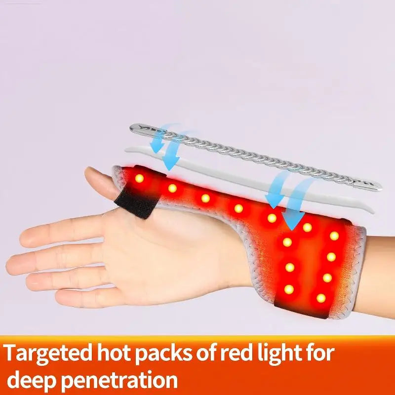 Red Electric Heating Thumb Support Vibrating Massager Relieves