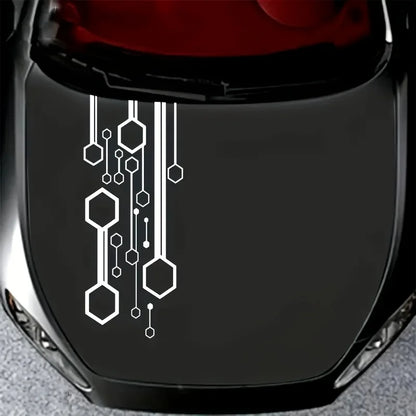 1PC Hexagonal Stripe Mechanical Sticker Pe Material Hood Door
