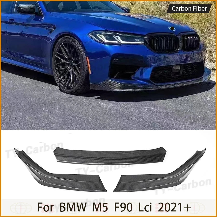 For BMW F90 Lci M5 G30 3PCS Set Real Carbon Fiber Front Lip