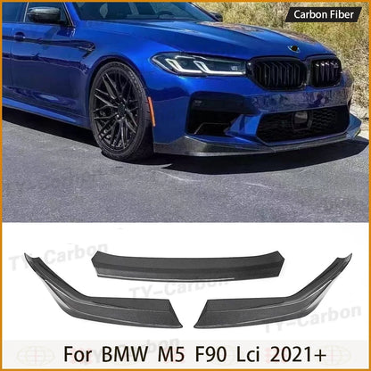 For BMW F90 Lci M5 G30 3PCS Set Real Carbon Fiber Front Lip