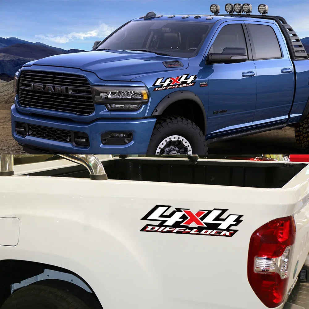 For D Max F-150 Hilux Ram 2PCS 4X4 Diff Lock Stickers Pickup