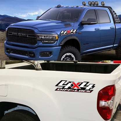 For D Max F-150 Hilux Ram 2PCS 4X4 Diff Lock Stickers Pickup
