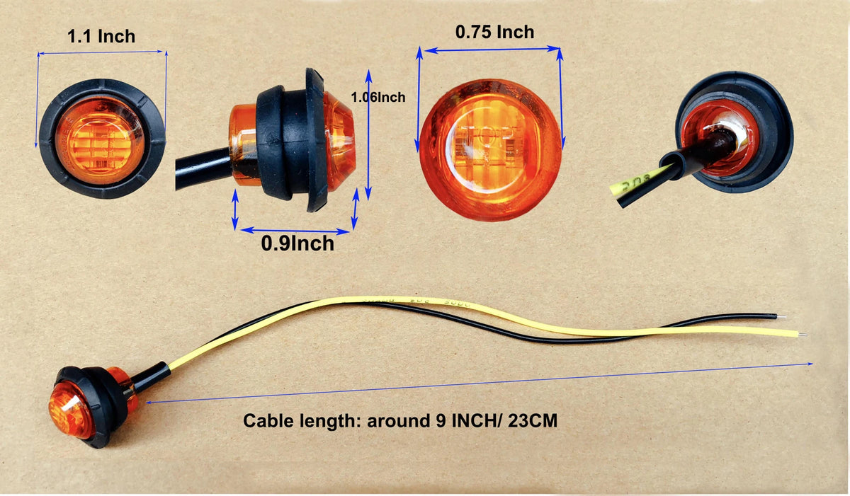 Pack 100 Inch MINI Round Amber 3LED Indicator Signal