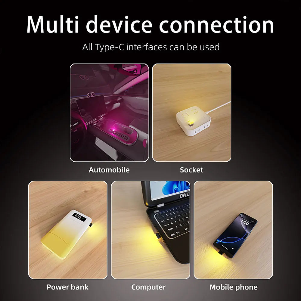 4PCS type-c Interface Ambient Ligh USB Interior Plug Play