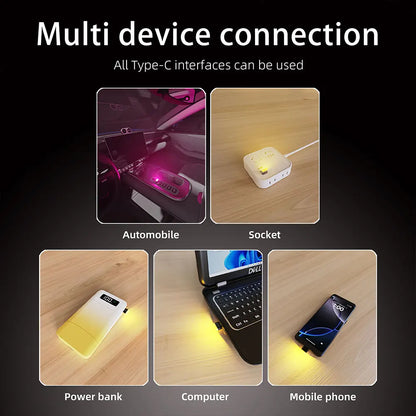 4PCS type-c Interface Ambient Ligh USB Interior Plug Play