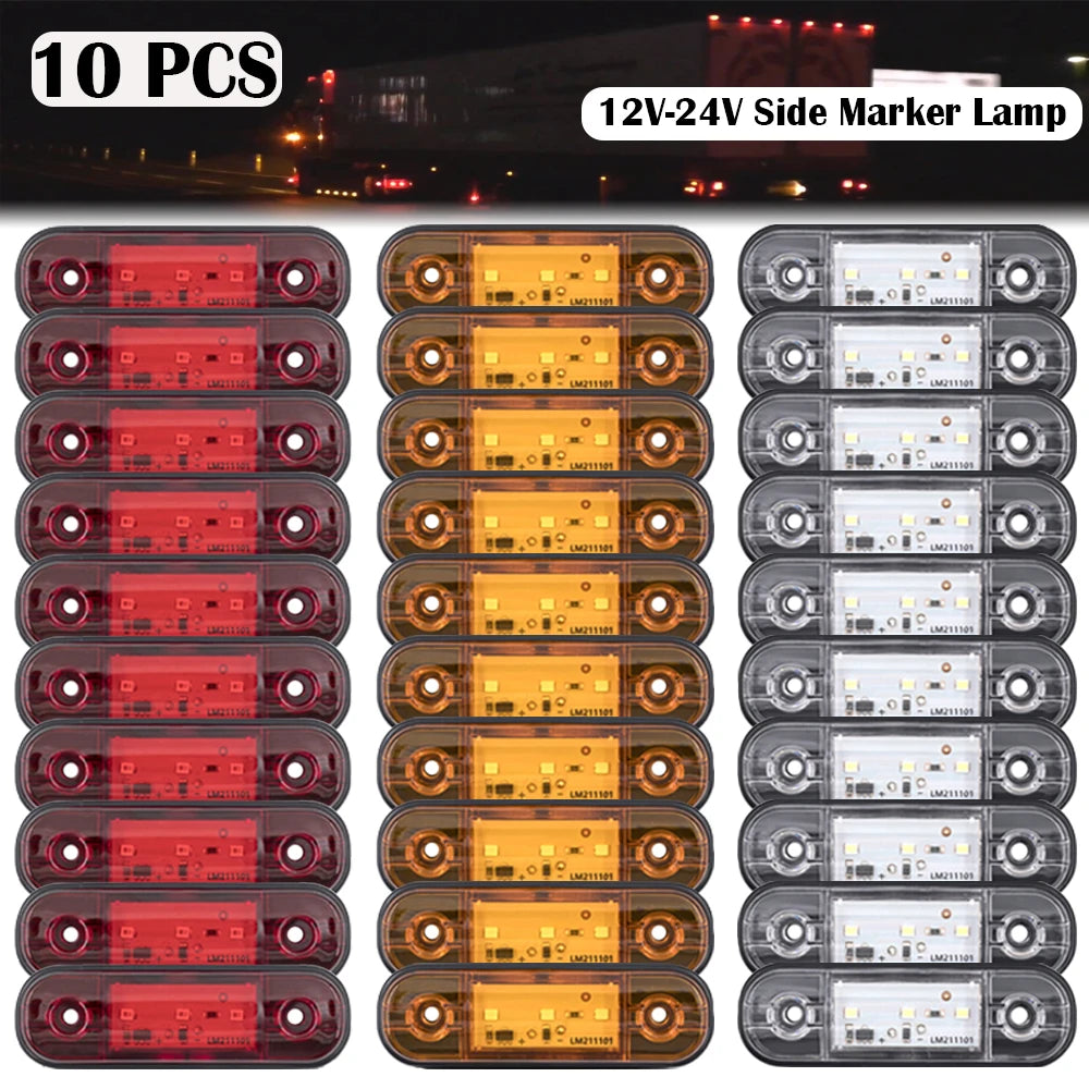 10PCS 12V 24V Side Marker External Warning Tail Turn