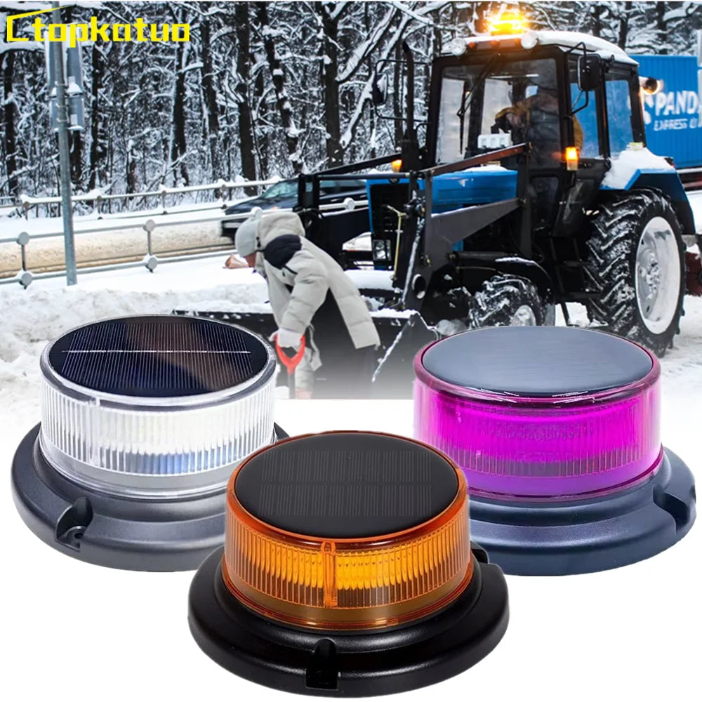 Solar Warning Strobe USB Rechargeable Flashing Rotating Magnetic