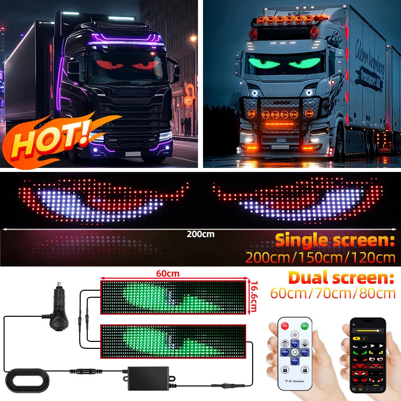 For Board Windshield APP Remote Control Truck Devil Eye Pixel