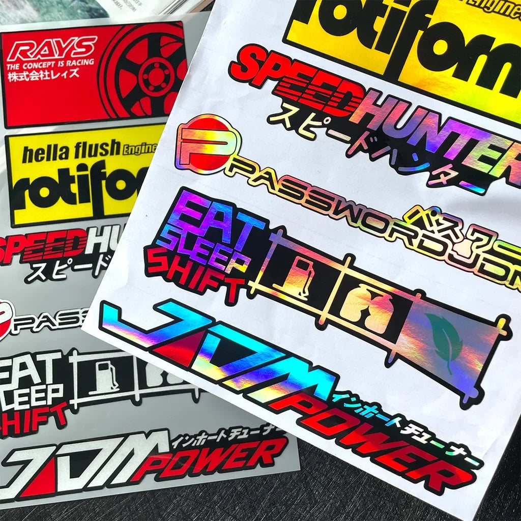 1PC Jdm Power Speed Hunter Rays Japanese Sticker Reflective
