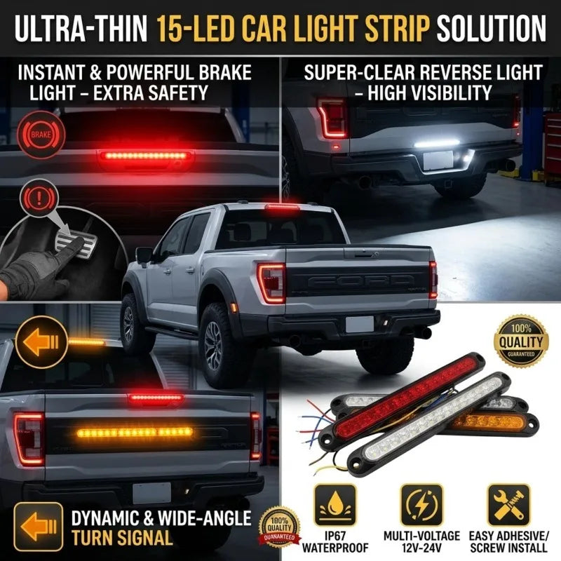 15LED Brake Long Strip Bar Rear Parking Signal Truck