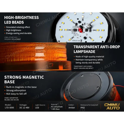 For School Bus Chimu lte-5095 Magnetic Warning Rotating Yellow