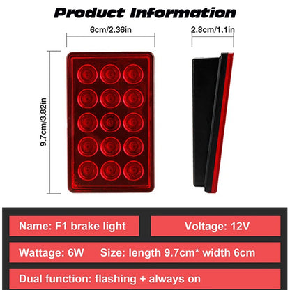 12V F1 Brake Pilot Red Black Rear Tail Flashing