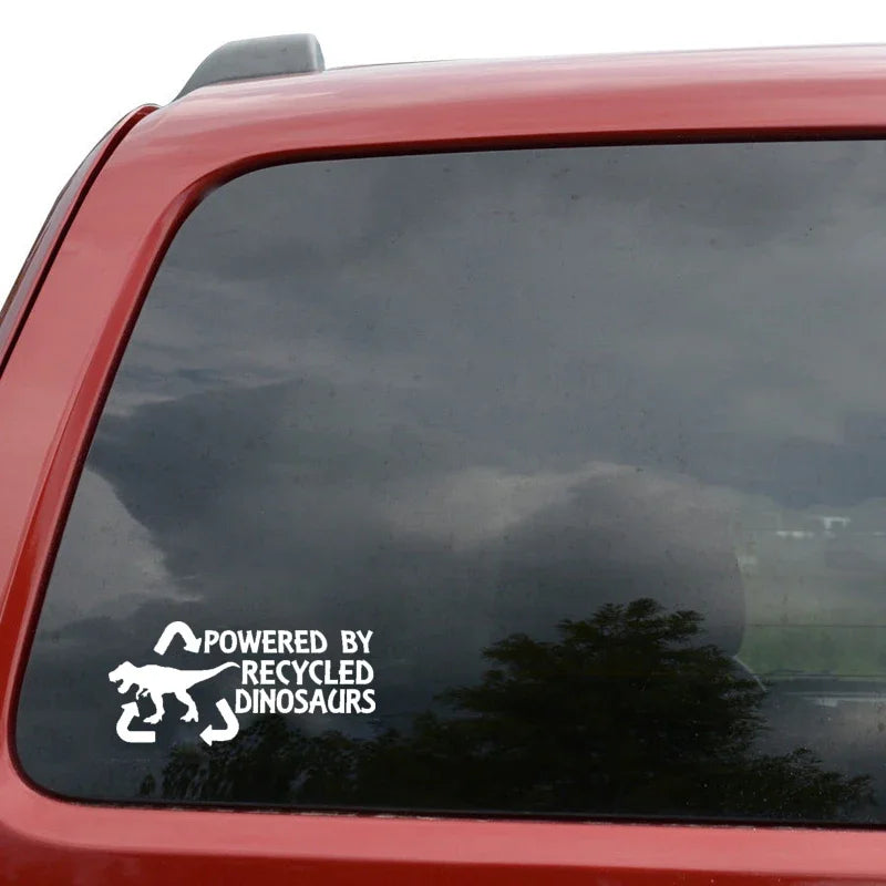 Fashion Powered By Recycled Dinosaurs Decal Black Silver Sticker