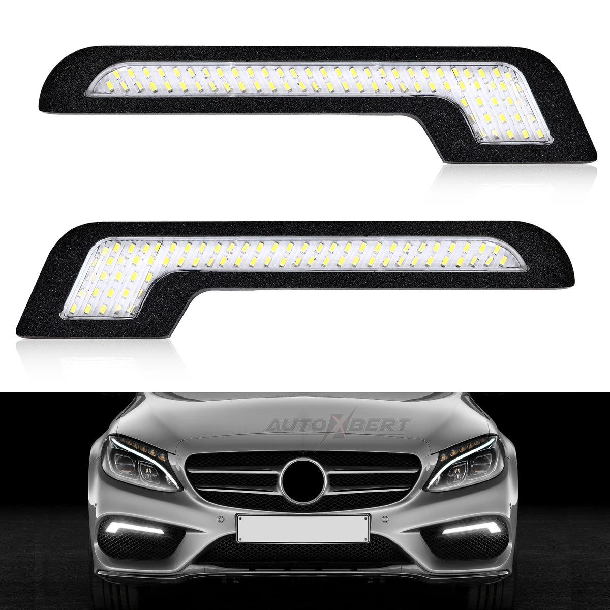2X Daytime Running White l-shape Strips Smd Glass Lens
