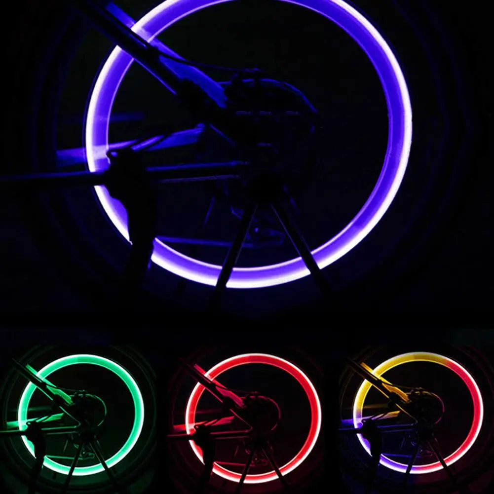 Wheel Bicycle Valve Neon Colorful Tire Cover Flashing Bulb