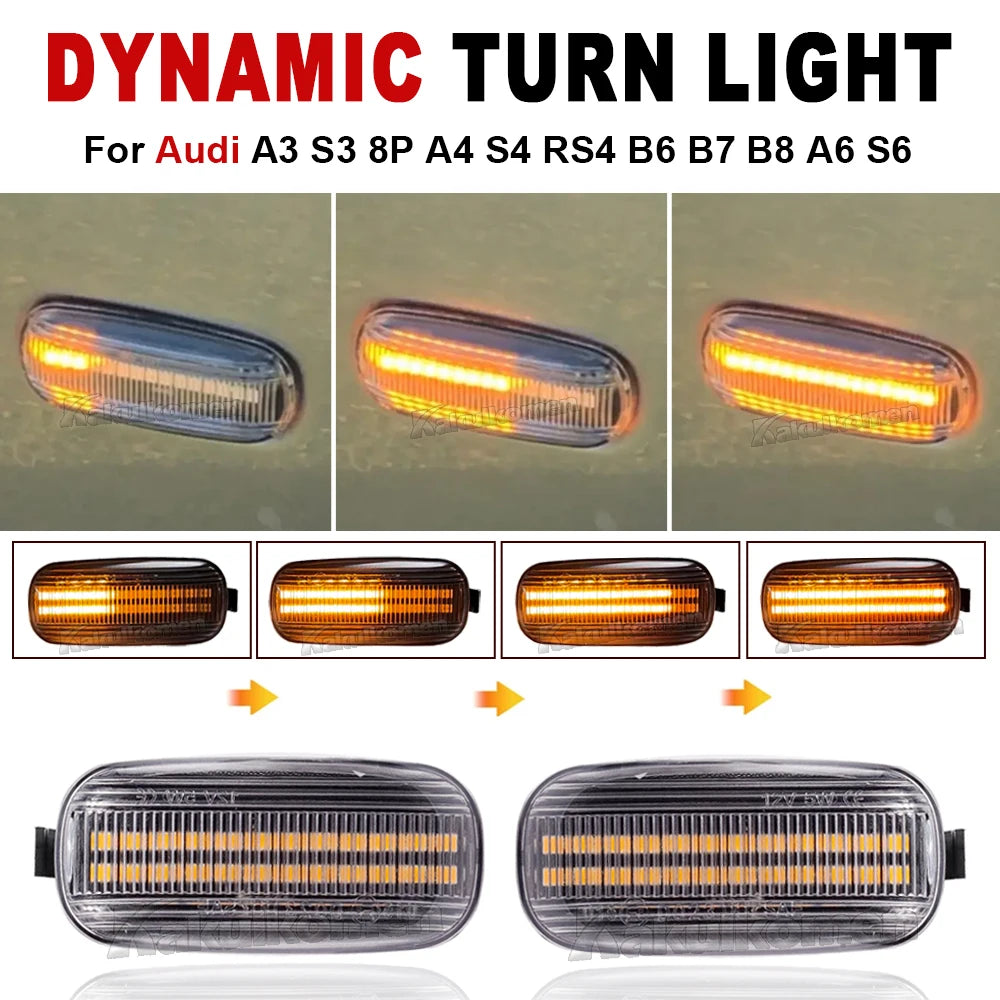 For Audi A3 S3 8P A4 Side Marker Dynamic Turn Signal Fender