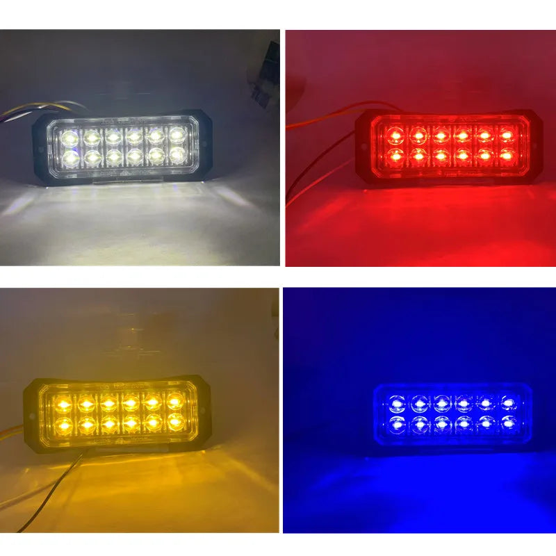 Yellow White Blue Red 12LED Emergency Beacon Warning Hazard