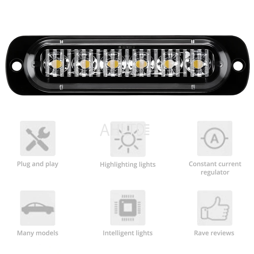 1PCS Truck Strobe Warning 6SMD Grille Flashing Side Bar