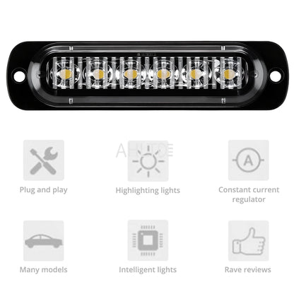 1PCS Truck Strobe Warning 6SMD Grille Flashing Side Bar