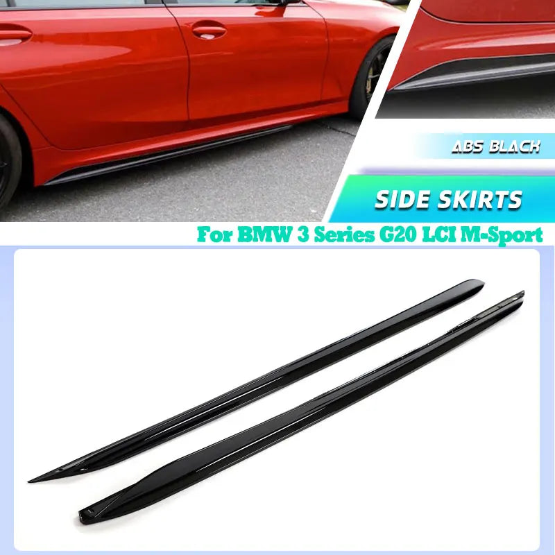 For BMW 3 Series G20 Lci ABS Gloss Black Side Skirts Extensions