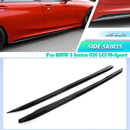 For BMW 3 Series G20 Lci ABS Gloss Black Side Skirts Extensions