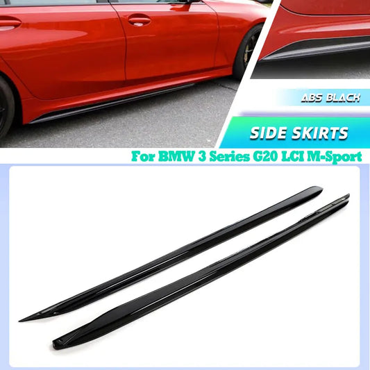 For BMW 3 Series G20 Lci ABS Gloss Black Side Skirts Extensions