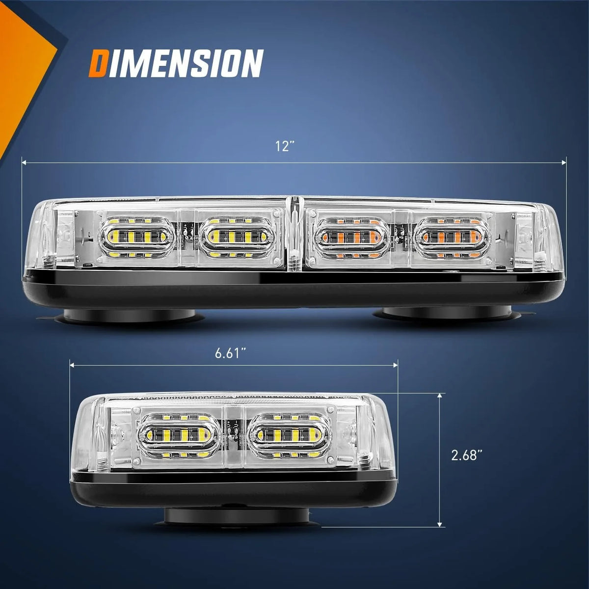 Nilight 12 Inled Strobe Bar Magnetic Mount 12v-24v Warning
