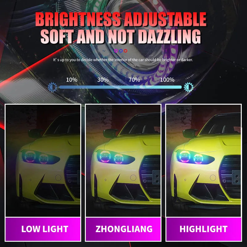 2PCS Angel Eyes Haro Rings RGB Headlight Sequential Flowing