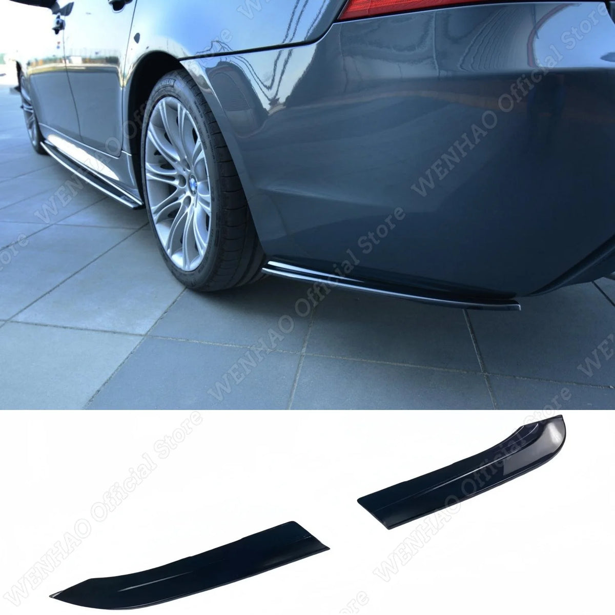 For BMW E60 E61 M-Pack 2003-2010 Maxton Gloss Black Rear Bumper