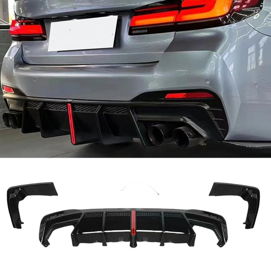 For BMW 5 Series G30 G31 Rear Bumper Diffuser Lip Gloss Black