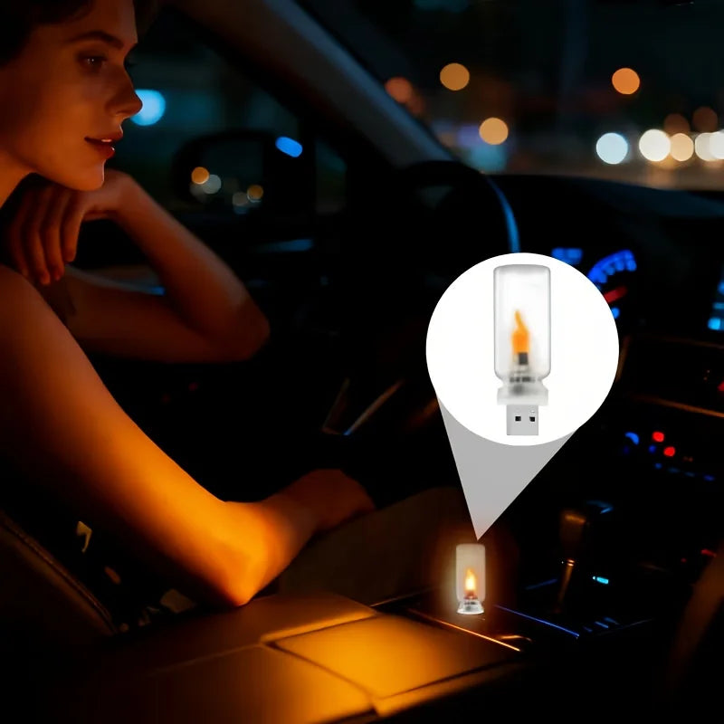 USB Flame Type Night Frosted Clear Glass Flickering Dynamic