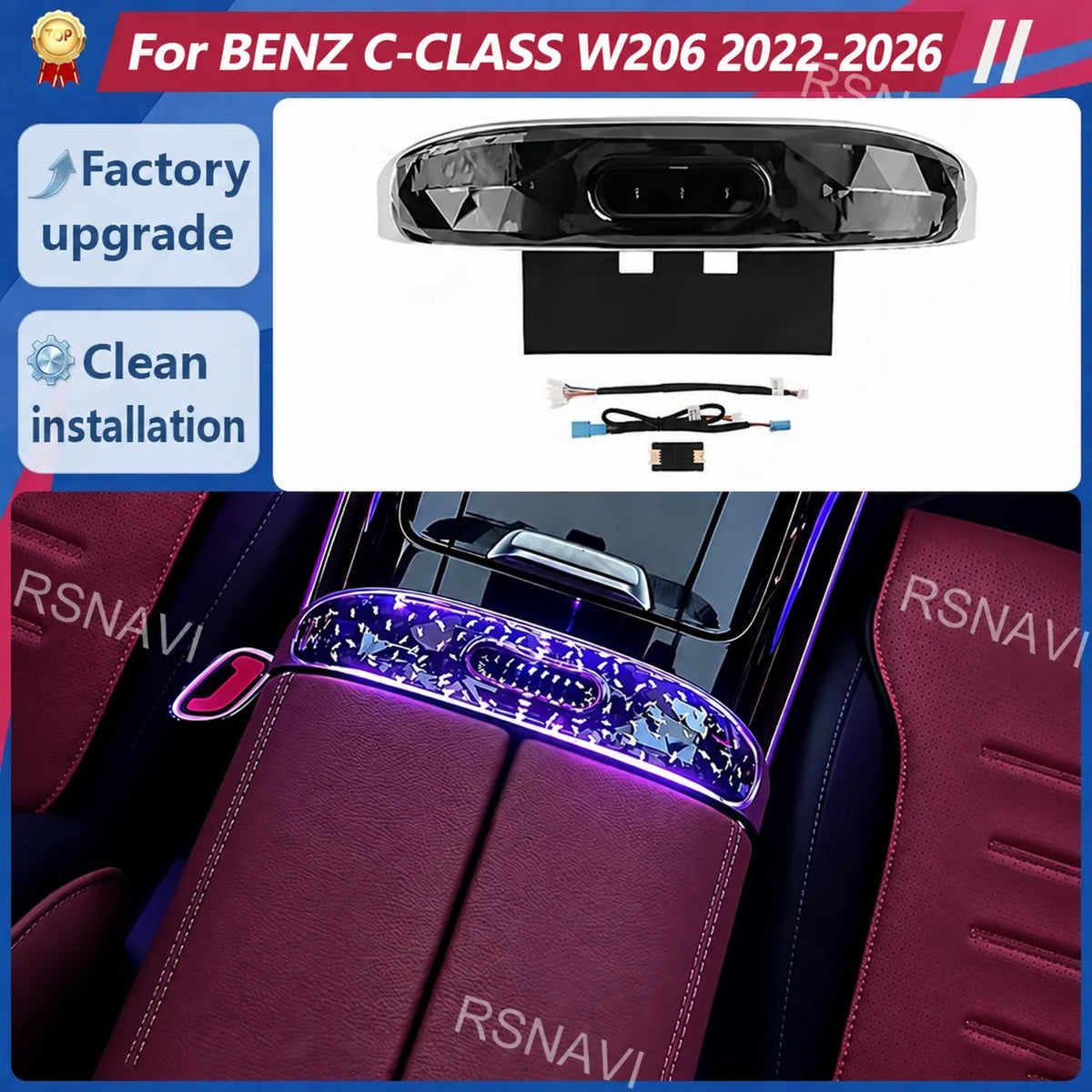 For Mercedes-Benz C-Class W206 2022-2026 Center crystal-style
