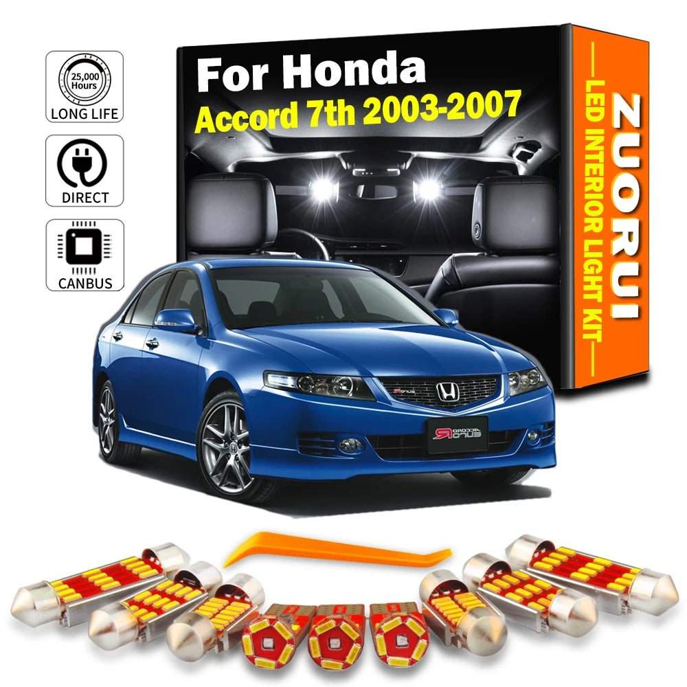 For Honda Accord 7 Vii Mkvii Zuorui 17PCS Canbus Interior Map