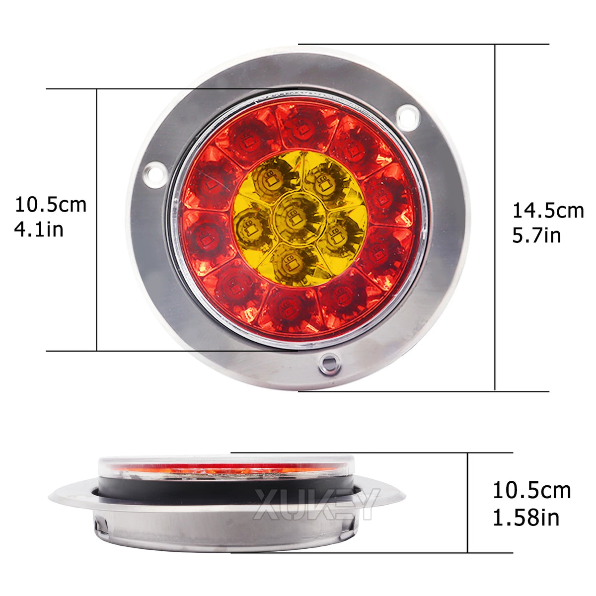 Pair 12V 24V Round Red Amber Tail Brake Rear