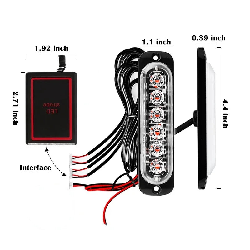 4PCS Grill Strobe Red Blue Emergency Remote Wireless Control