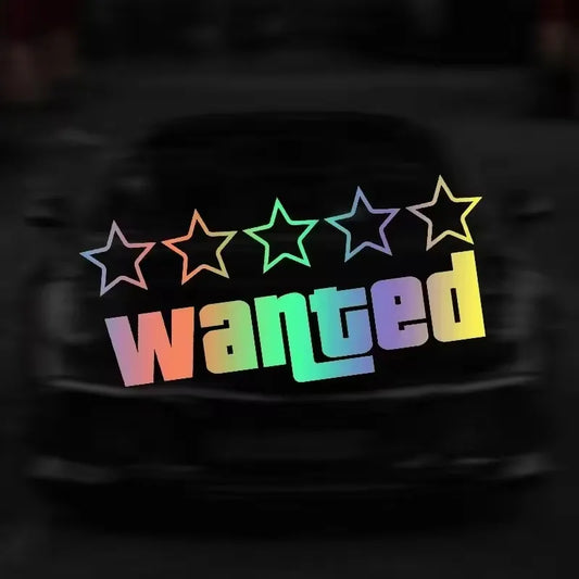 9CM Wanted Reflective Laser Sticker 3D Decals Decal
