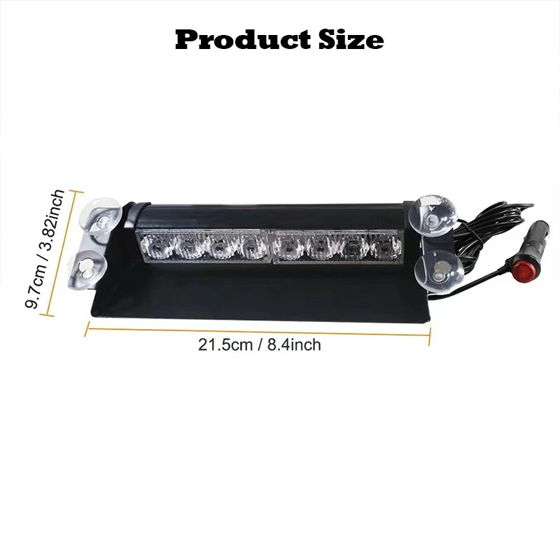 8LED Strobe Windshield Red Blue Flasher Emergency Warning Signal