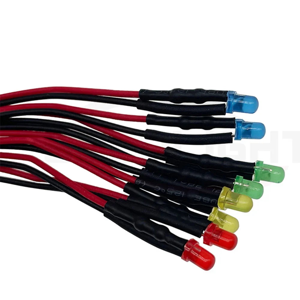 10-50pcs 3MM 5MM Round Diode dc5v 12V 24V pre-wired