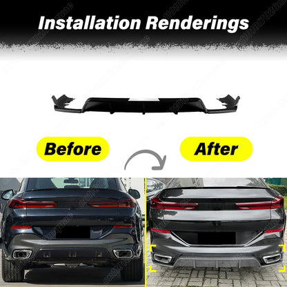 For BMW X6 G06 2019 2020 2021 2022 2023 Rear Bumper Diffuser Lip