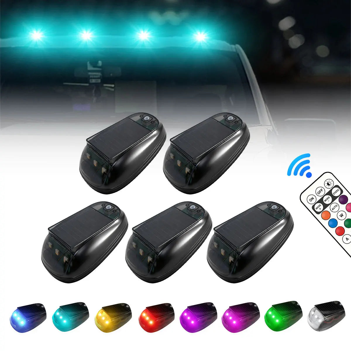 Solar Power Roof Strobe Navigation Remote Control Warning