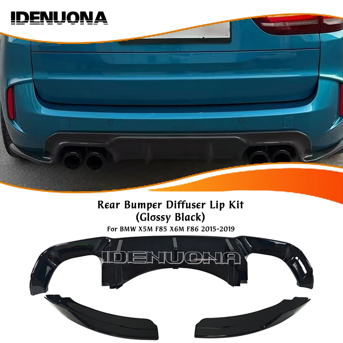 For BMW X5M F85 X6M F86 Gloss Black Tail Rear Bumper Diffuser