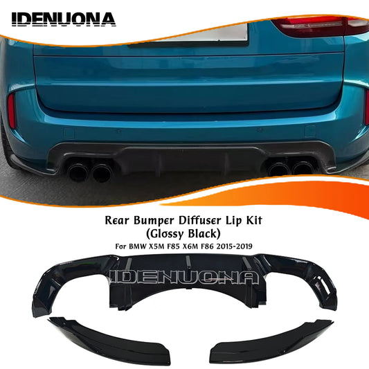 For BMW X5M F85 X6M F86 Gloss Black Tail Rear Bumper Diffuser
