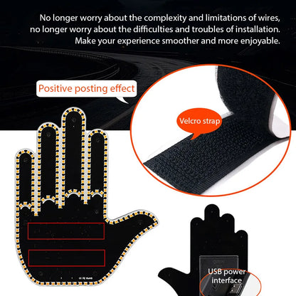 Illuminated Gesture Finger Remote Road Rage Signs Middle Hand
