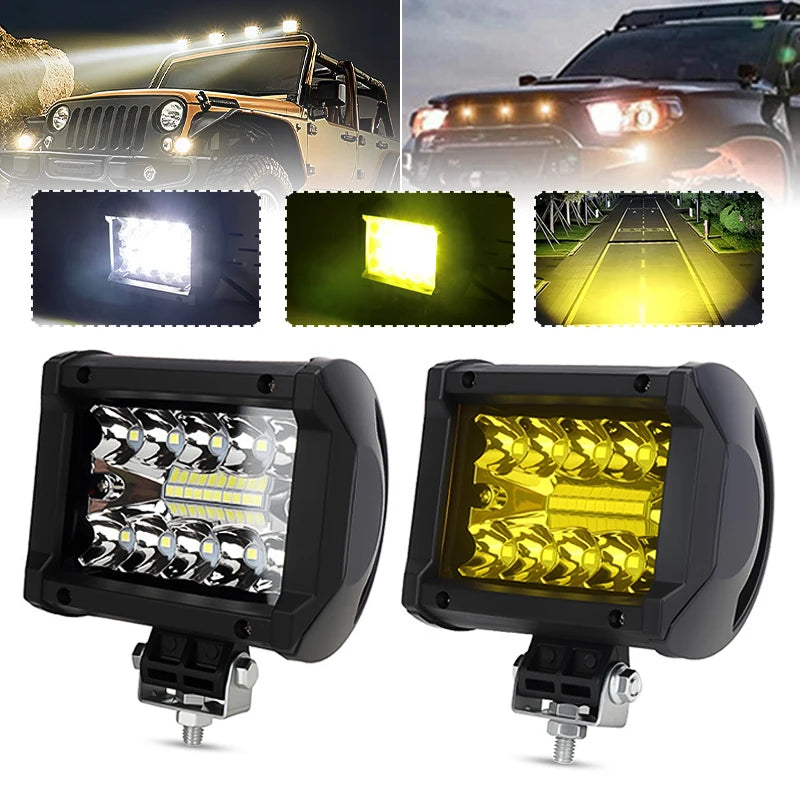 For Offroad Work 60W Fog Spotlights Strip 20LED 6000K Roof Front
